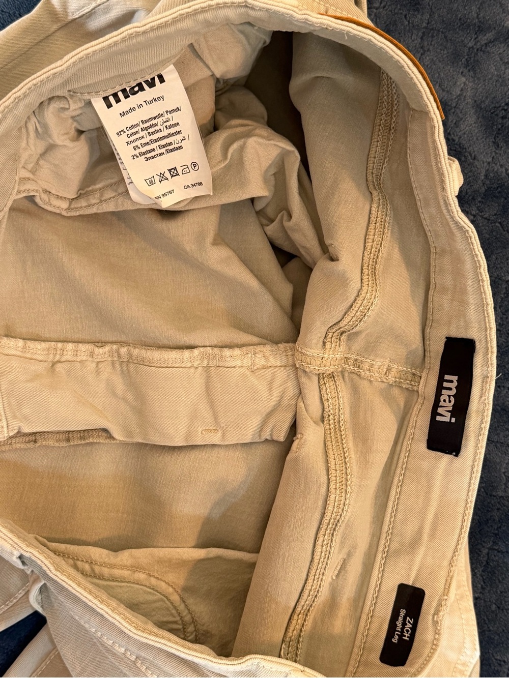 Mavi Zach Straight Leg Jeans 38x32 Beige Stretch Denim Mens - Picture 8 of 9